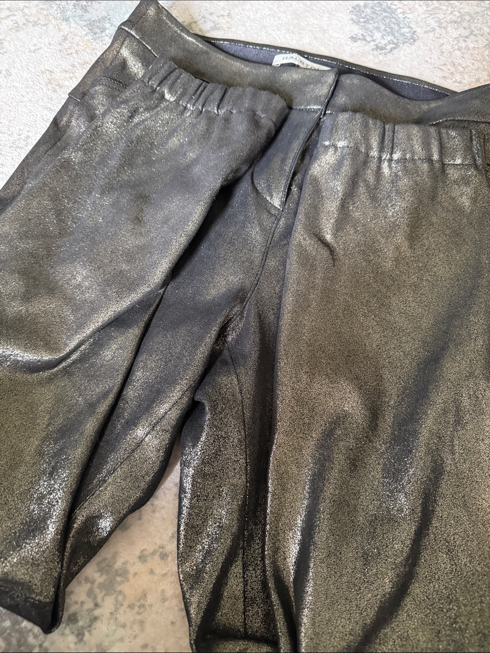 Halston Heritage Women’s Gold Metallic Suede Jogger Pants, Size 8 - Picture 5 of 7